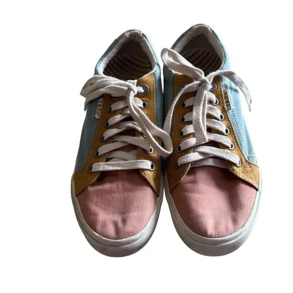 Taos Shoes Womens Star Canvas Lace Up Casual Comfort Sneakers Pink Multi 7.5145 - Picture 8 of 9